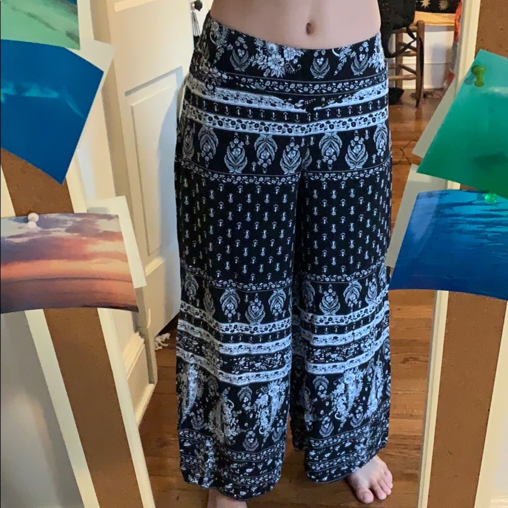 Black Boho Wide Leg Pants - Picture 4 of 4
